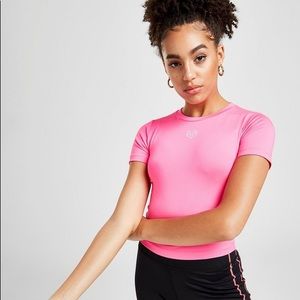 Pink Soda Sport Pink Slim Poly Fitness Crop Top